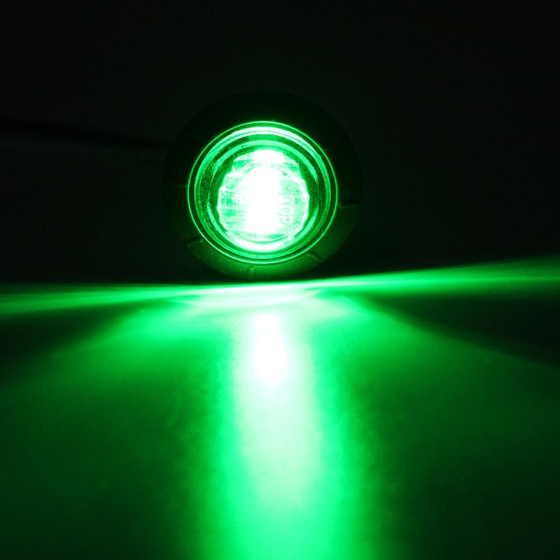 10ks Mini 12/24v Zelené Okrúhle Led Tlačidlo Bočné Obrysové Svetlá Lampy Príves