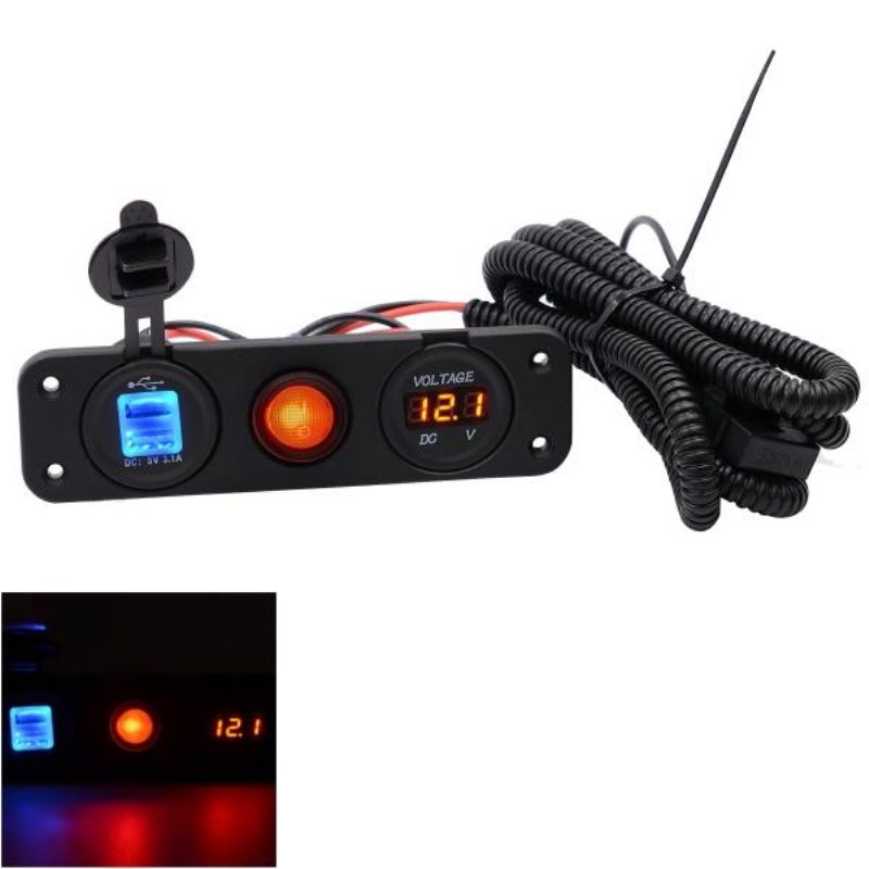 12v-24v 3.1a 22w Duálna Usb Nabíjačka Voltmeter Vodotesný Panel S Led Prepínačmi Pre Námorný Motorový Čln