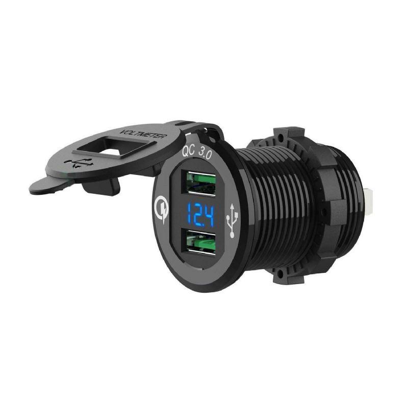 12v-24v Qc3.0 Dual Usb Rýchlonabíjacia Zásuvka Pre Automobilový Automobil Loď Motocykel