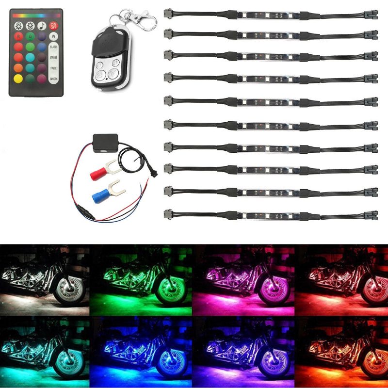 12v 50w Viacfarebné Bezdrôtové Diaľkové Ovládanie Motocyklovej Lampy Rgb Flexibilné Pruhy Svetlo S Efektom Zeme