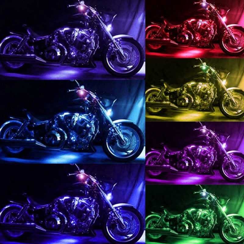 12v 50w Viacfarebné Bezdrôtové Diaľkové Ovládanie Motocyklovej Lampy Rgb Flexibilné Pruhy Svetlo S Efektom Zeme