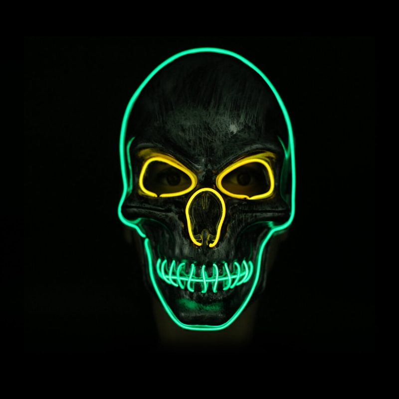 3-farebná Halloweenska Led Svetelná Maska Cosplay Pre Festivalovú Žiaru V Tme