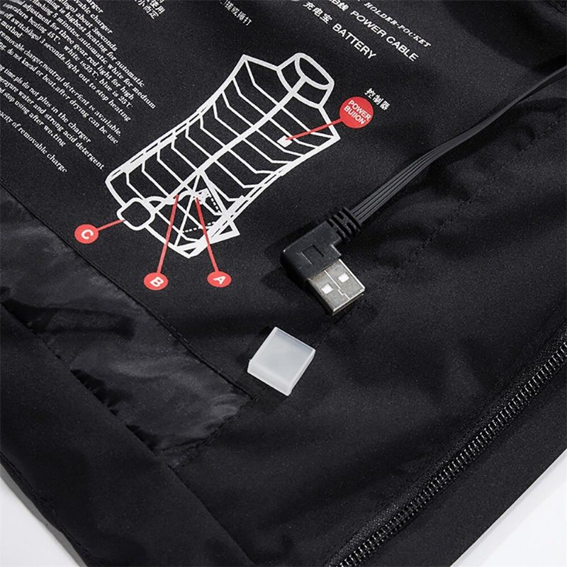 7 Vyhrievacích Podložiek Elektrická Vyhrievaná Vesta Usb Nabíjanie Zimná Zateplená Bunda Unisex Kabát S Kapucňou Oblečenie Inteligentná Konštantná Teplota M-7xl