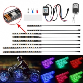 8pcs Motocykel Bluetooth App Led Light Strip Kit Diaľkové Ovládanie Blikajúce Svetlo