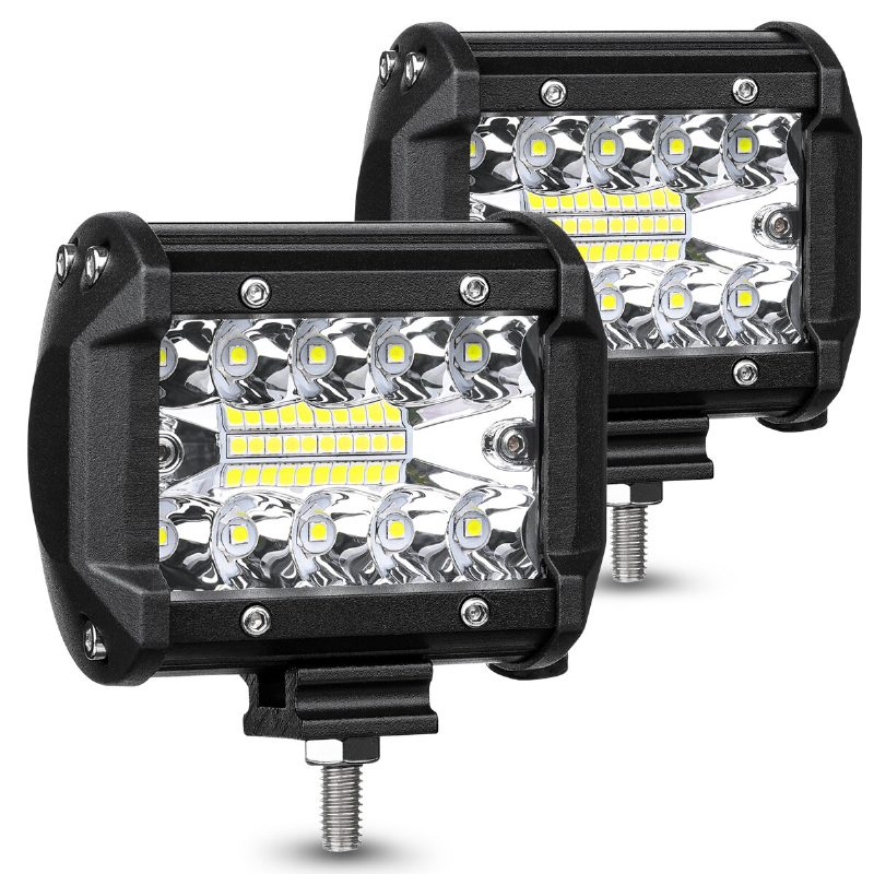 Ambother 2pcs Tri Row 4 Palcové 9-32v 20 Led Pracovné Svetlo Bar Flood Spot Beam Offroad Suv Drive Truck Atv Utv Loď Hmlové Svietidlo Vodotesné