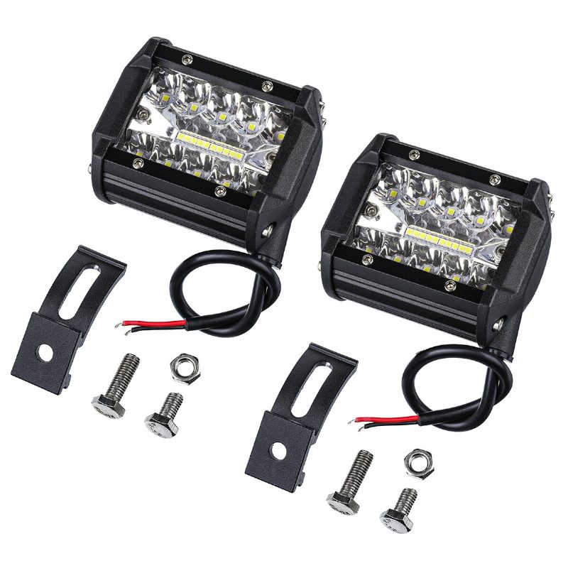 Ambother 2pcs Tri Row 4 Palcové 9-32v 20 Led Pracovné Svetlo Bar Flood Spot Beam Offroad Suv Drive Truck Atv Utv Loď Hmlové Svietidlo Vodotesné