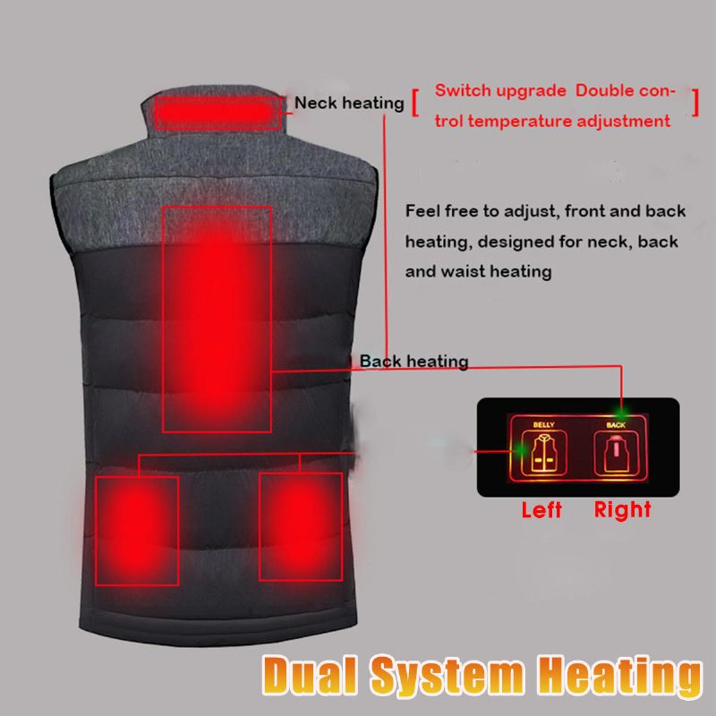 Dual System Heating Vest Men Women Wome Usb Chargingn Heat Jacket Thermal Coats