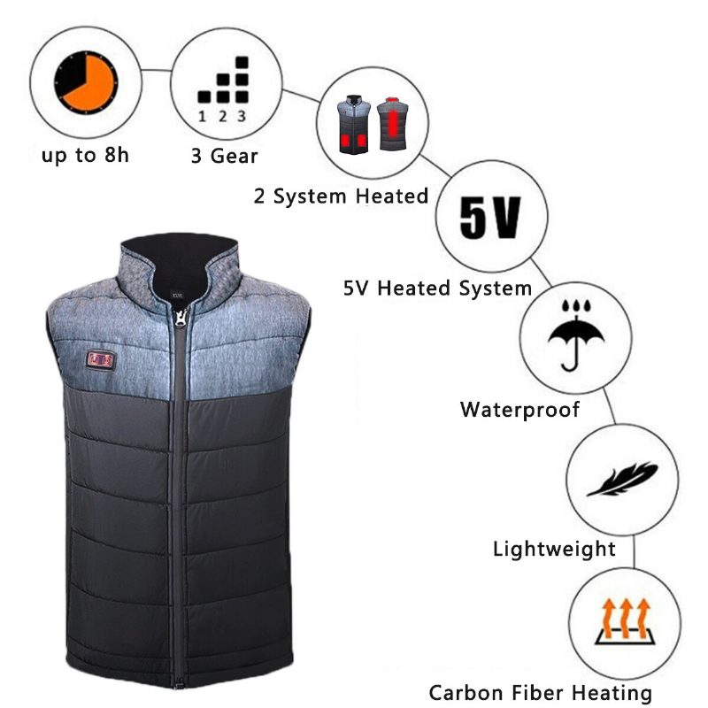 Dual System Heating Vest Men Women Wome Usb Chargingn Heat Jacket Thermal Coats