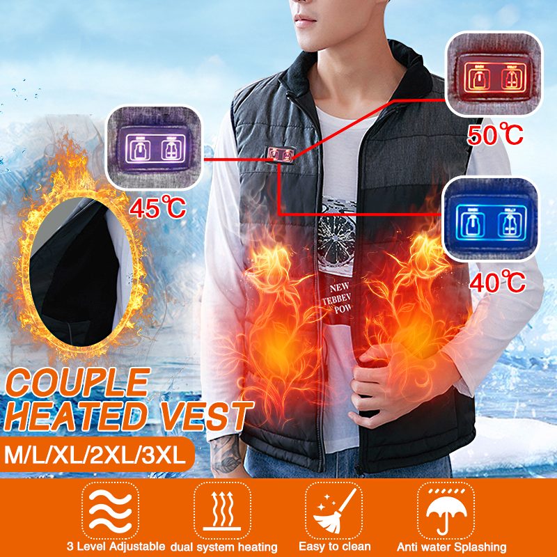 Dual System Heating Vest Men Women Wome Usb Chargingn Heat Jacket Thermal Coats