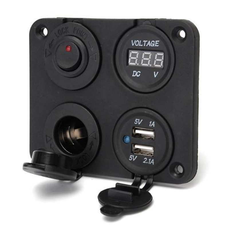 Dual Usb Adaptér Nabíjacie Zásuvky A Digitálny Voltmeter A Prepínací Panel