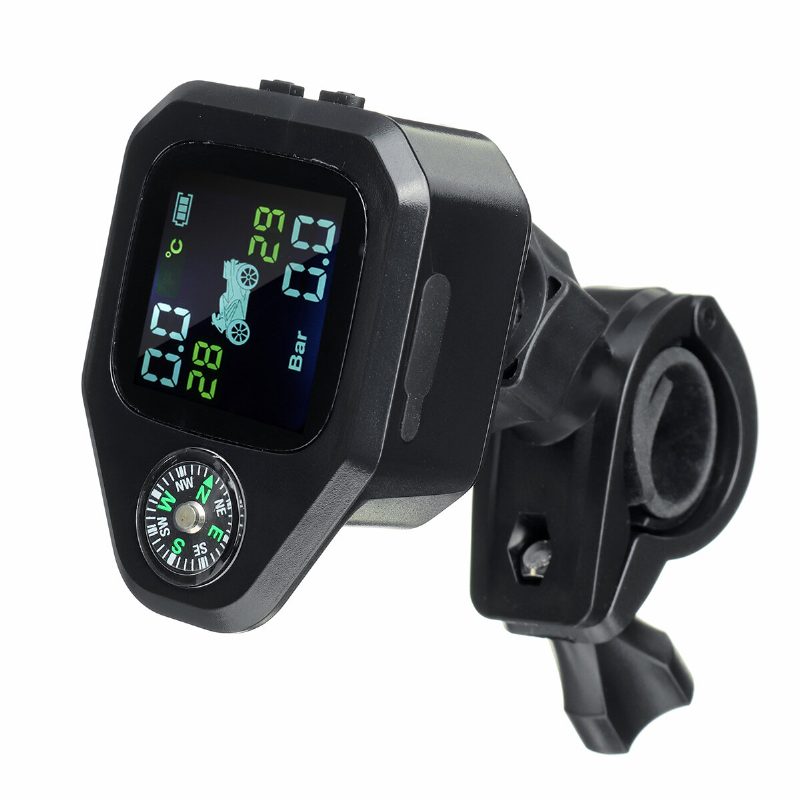 Motocykel Compass Tpms Lcd Displej Vodotesný Systém Monitorovania Tlaku V Pneumatikách Smer 2ks Senzor Monitorovanie Alarmu V