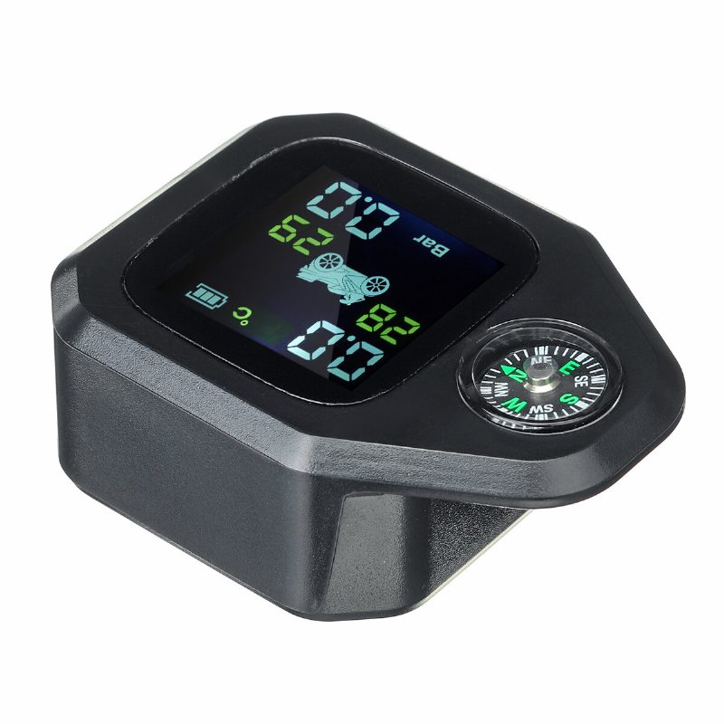 Motocykel Compass Tpms Lcd Displej Vodotesný Systém Monitorovania Tlaku V Pneumatikách Smer 2ks Senzor Monitorovanie Alarmu V