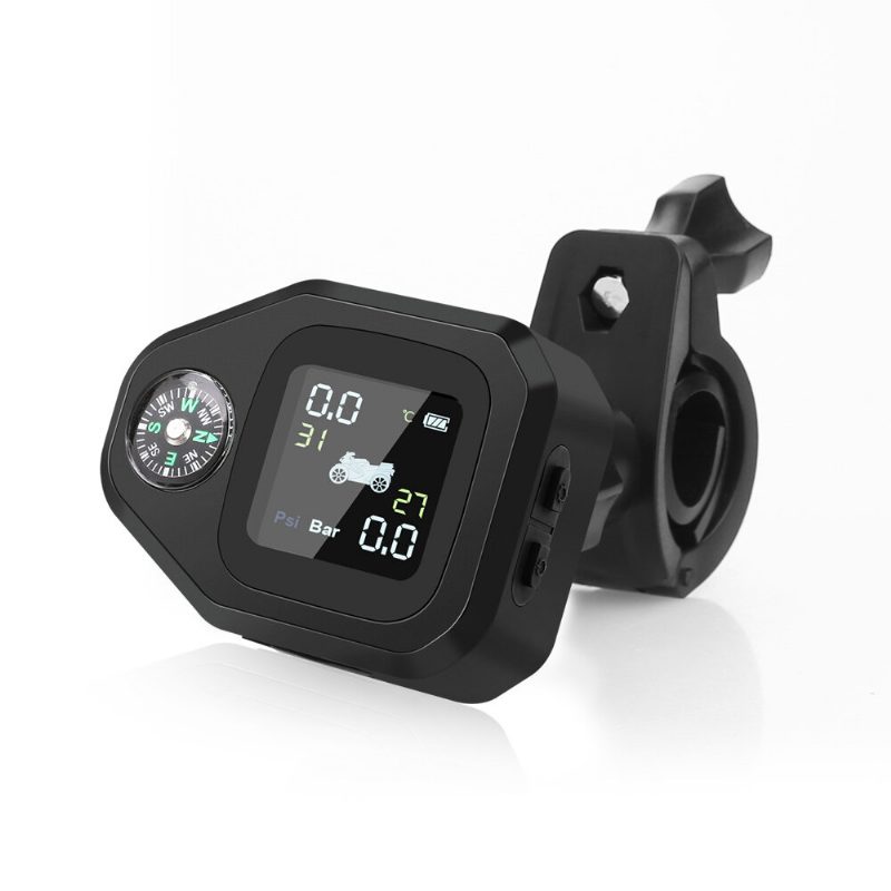 Motocykel Compass Tpms Lcd Displej Vodotesný Systém Monitorovania Tlaku V Pneumatikách Smer 2ks Senzor Monitorovanie Alarmu V