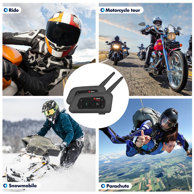 Motocyklová Bluetooth Helma V6 1500m Vysielačka Vodotesný Reproduktor Môžu Hovoriť Dvaja Ľudia Súčasne