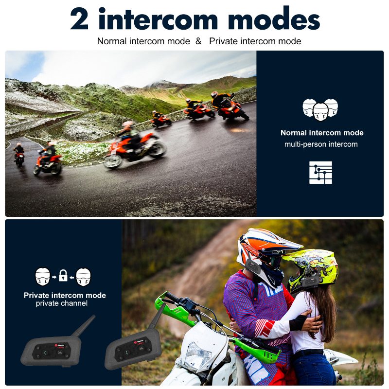 Motocyklová Bluetooth Helma V6 1500m Vysielačka Vodotesný Reproduktor Môžu Hovoriť Dvaja Ľudia Súčasne