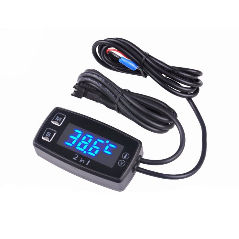 Motocyklový Merač Led Digitálny Teplomer Voltmeter Teploty Pre Pit Bike Atv Prívesná Kosačka Na Trávu Loď Marine