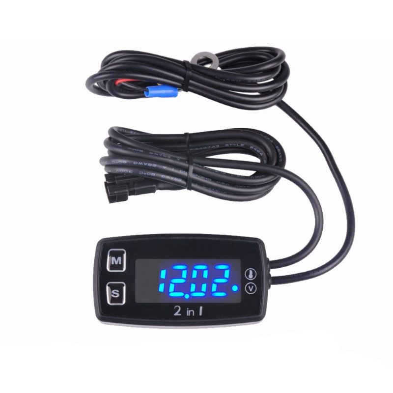 Motocyklový Merač Led Digitálny Teplomer Voltmeter Teploty Pre Pit Bike Atv Prívesná Kosačka Na Trávu Loď Marine