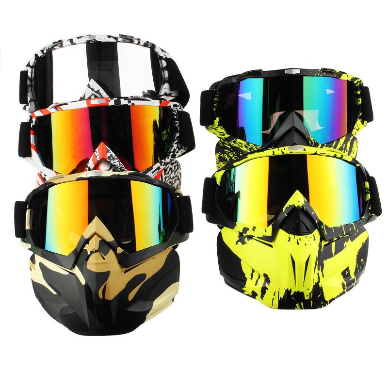 Odnímateľná Celotvárová Maska Okuliare Motocykel Motocross Lyže Jazda Cyklistický Chránič Vonkajšie