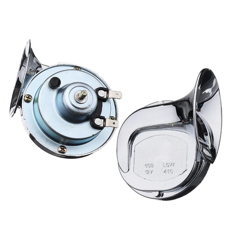 Pár 12v 110db Chrome Dual Tone Air Snail Horn Pre Auto Van Motocykel Univerzálny