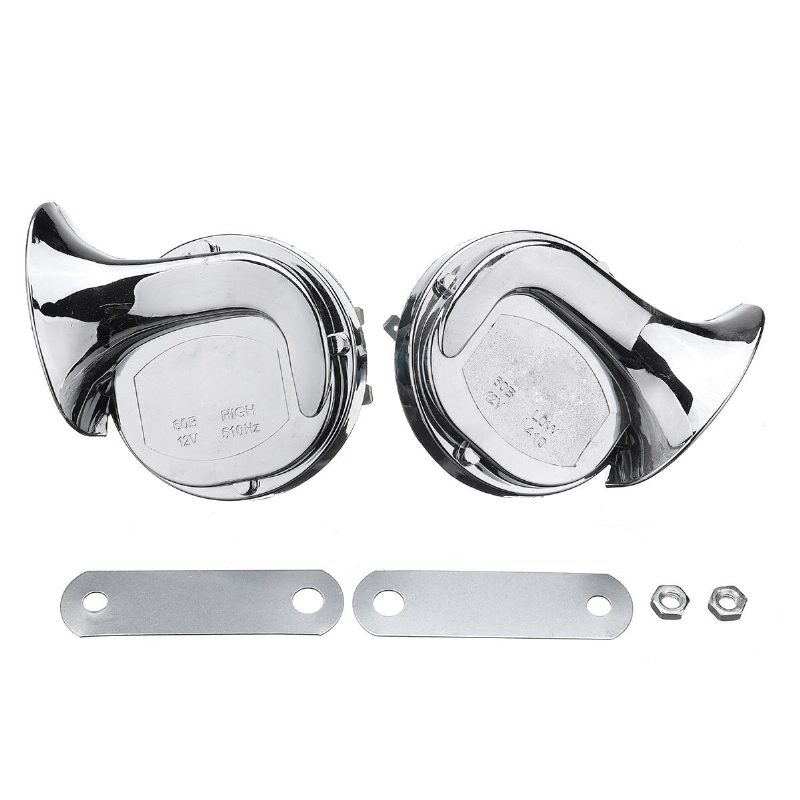 Pár 12v 110db Chrome Dual Tone Air Snail Horn Pre Auto Van Motocykel Univerzálny