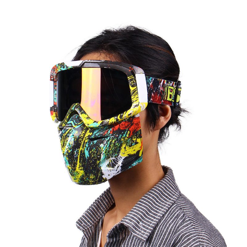 Vetruodolná Lyžiarska Odnímateľná Maska Na Tvár Okuliare Motocyklové Uv Ochranné