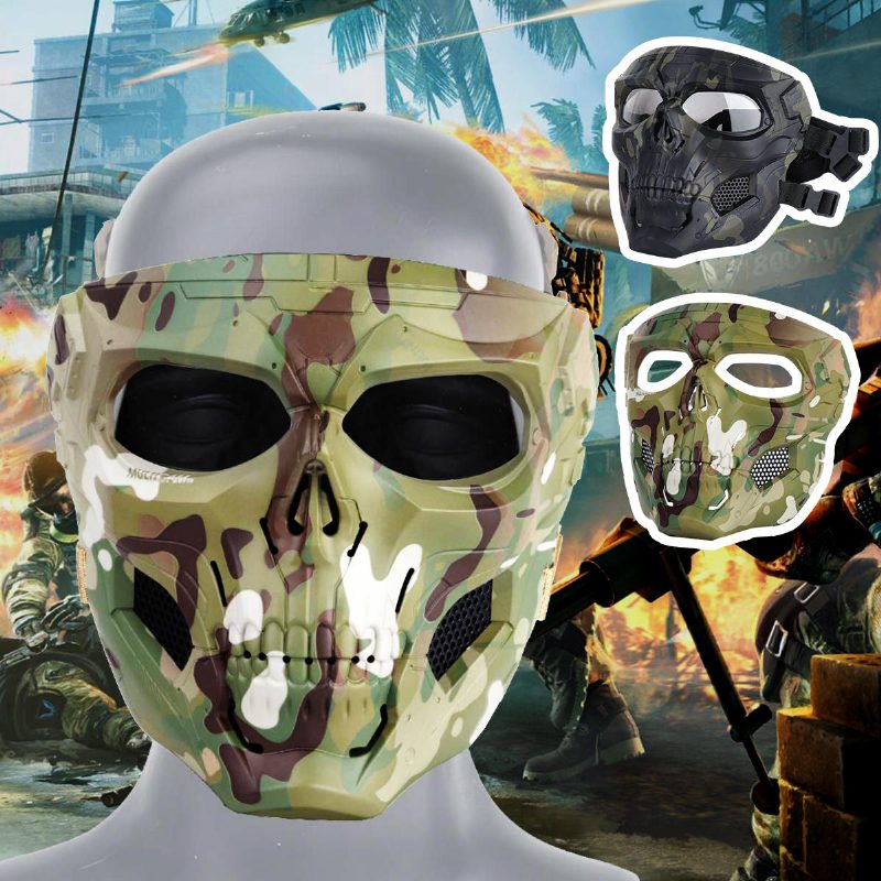 Wosport Skull Airsoft Paintballová Maska Celotvárová Taktická Halloweenska Párty