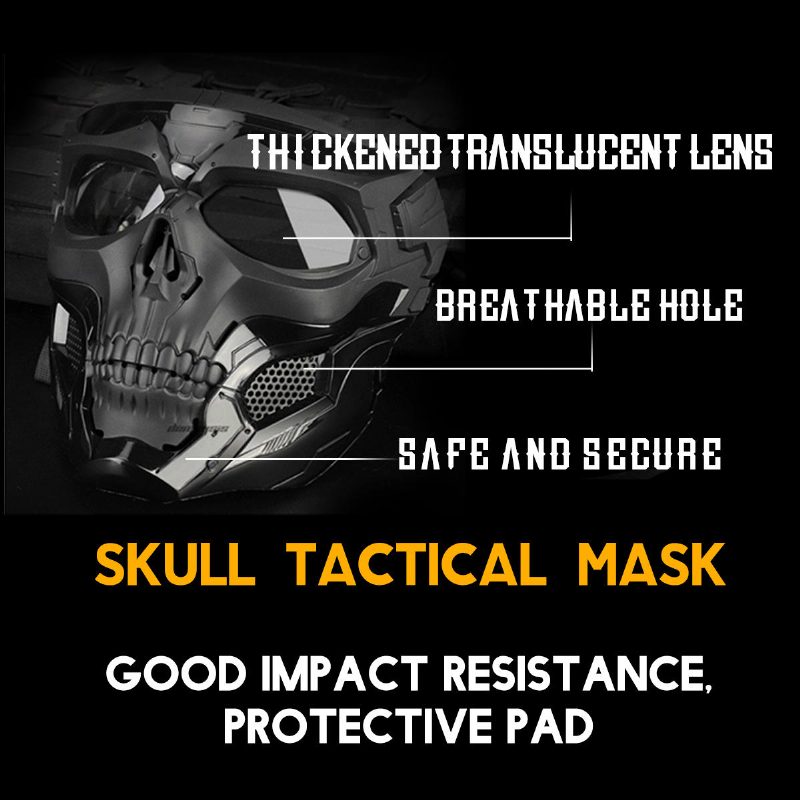 Wosport Skull Airsoft Paintballová Maska Celotvárová Taktická Na Halloween