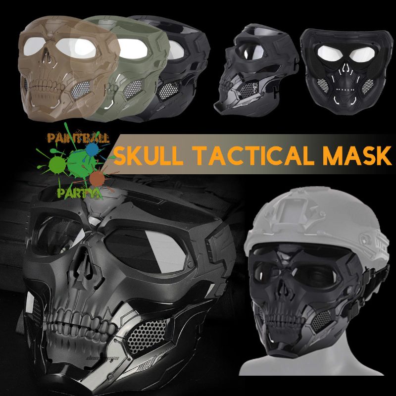 Wosport Skull Airsoft Paintballová Maska Celotvárová Taktická Na Halloween