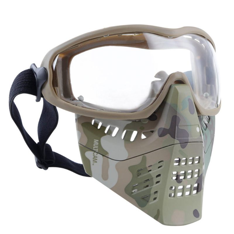 Wosport Taktické Okuliare + Polovičná Maska Na Tvár Odnímateľná Vonkajšia Cs Vojenská Ochranná