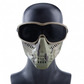 Wosport Taktické Okuliare + Polovičná Maska Na Tvár Odnímateľná Vonkajšia Cs Vojenská Ochranná