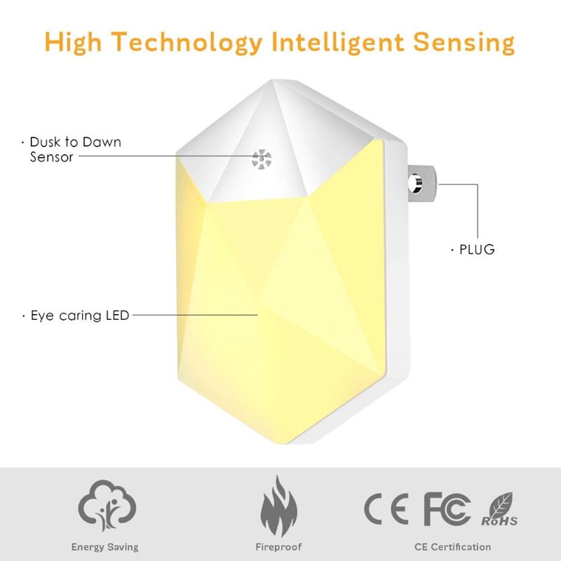 0.5w Svetelný Senzor Zásuvná Led Nočná Nástenná Lampa Pre Detskú Izbu V Domácnosti Ac100-240v