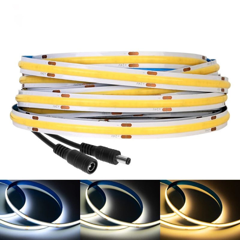 12v/24v Led Nočný Svetelný Pás 360/528 Led Flexibilný Fcob Cob Led Pás S Vysokou Hustotou S Meniteľnou Teplotou Farby Pre Kuchyňu V Spálni