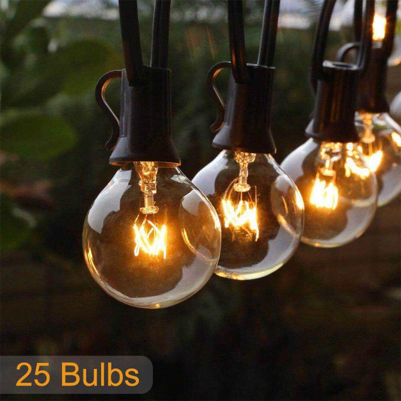 25 Ft Patio String Light Christmas G40 Globe Festoon Žiarovka Fairy Vonkajšie Party Garden Garland Svadobné Dekoratívne Svetlá