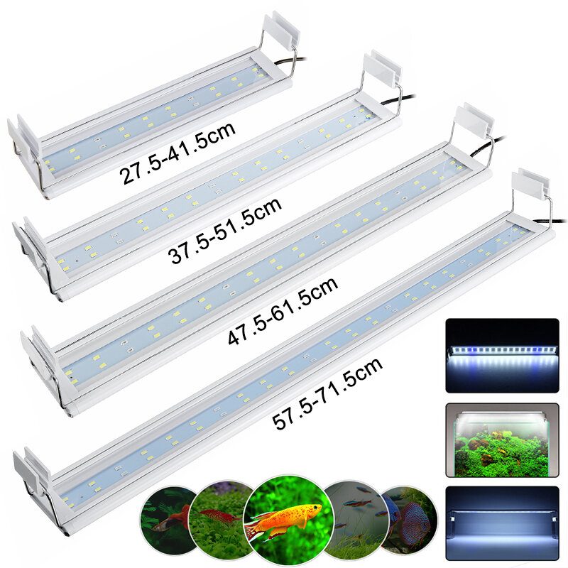 3/5/7/9w 220v Us Zástrčka Lampy Do Akvária Led Energeticky Úsporný Spínač Modrého A Bieleho Svetla