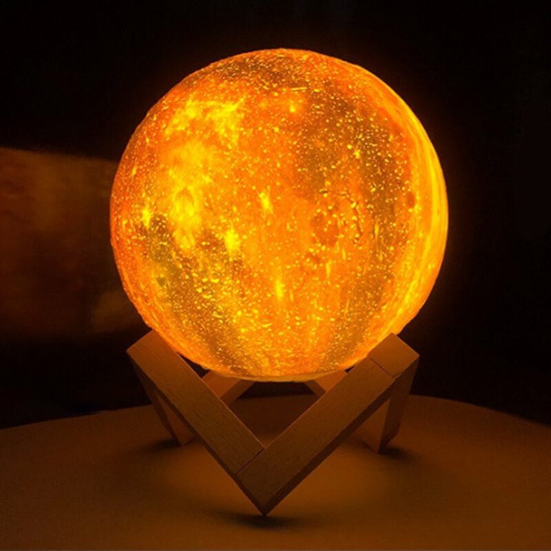 3d 7 Farieb Moon Led Lamp Print Hviezdne Svetlo Farebný Dotykový Senzor Usb Maľované Nočné Dekor Domácej Spálne