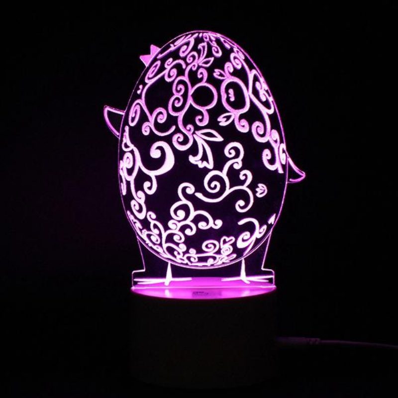 3d Illusion Easter Egg Králik Led Nočné Svetlo Usb Farebná Stolová Lampa Na Stôl Holiday Decor Dc5v