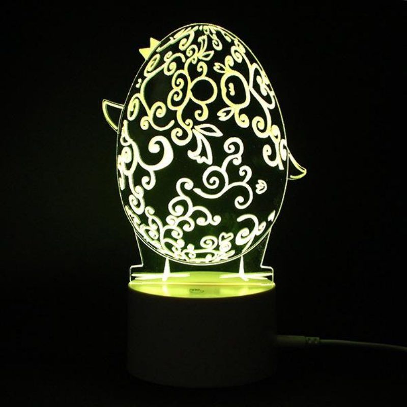 3d Illusion Easter Egg Králik Led Nočné Svetlo Usb Farebná Stolová Lampa Na Stôl Holiday Decor Dc5v