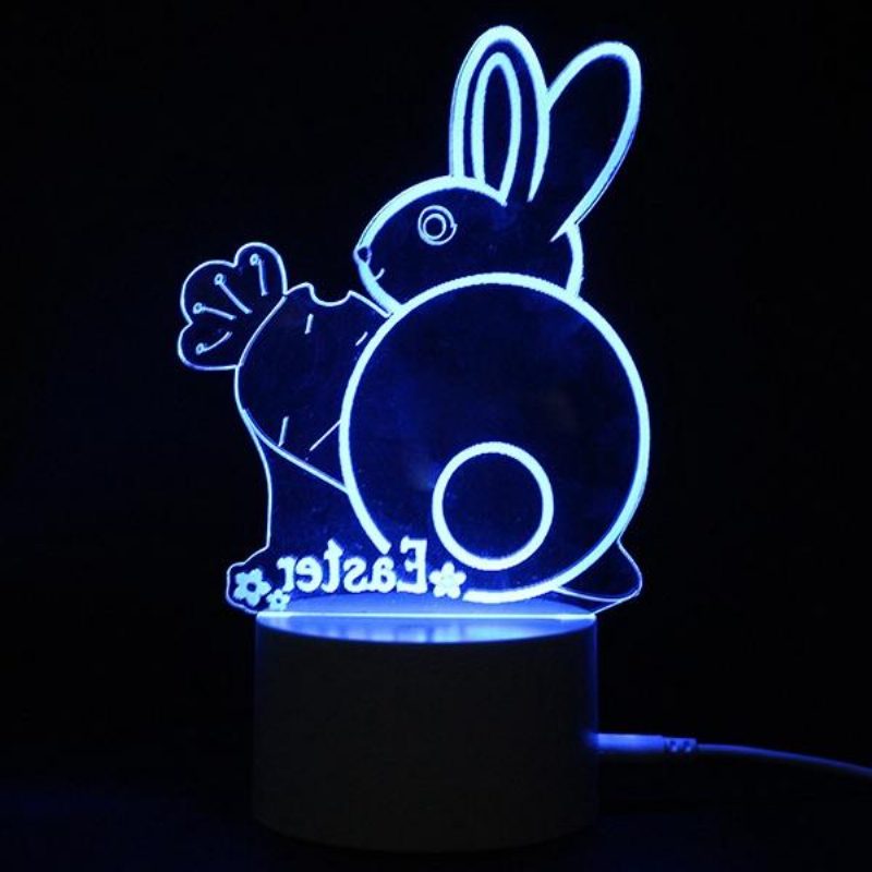 3d Illusion Easter Egg Králik Led Nočné Svetlo Usb Farebná Stolová Lampa Na Stôl Holiday Decor Dc5v