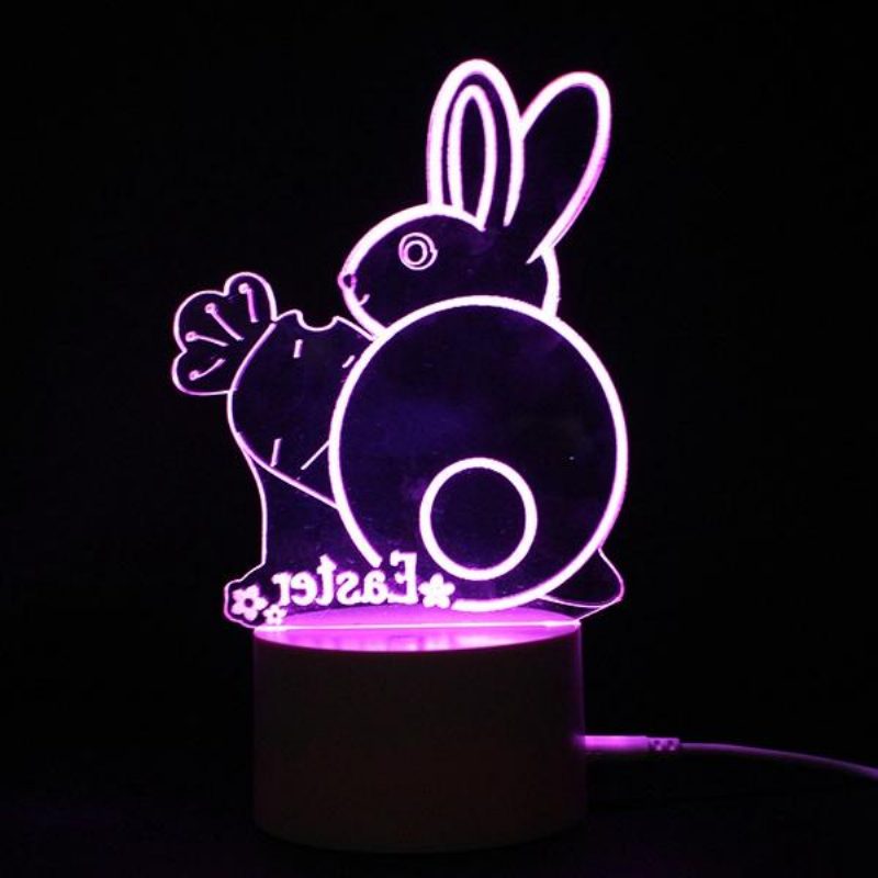 3d Illusion Easter Egg Králik Led Nočné Svetlo Usb Farebná Stolová Lampa Na Stôl Holiday Decor Dc5v