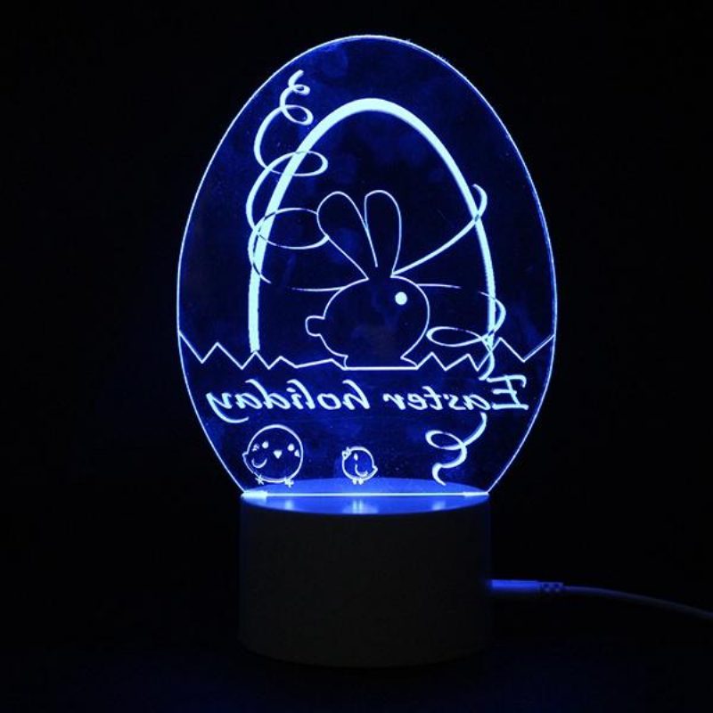 3d Illusion Easter Egg Králik Led Nočné Svetlo Usb Farebná Stolová Lampa Na Stôl Holiday Decor Dc5v