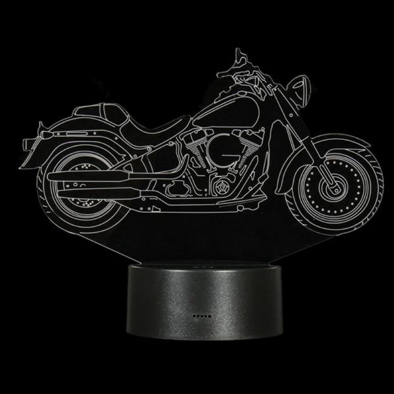 3d Illusion Motocykel Led Stolná Lampa 7 Zmena Farby Dotykový Spínač Nočné Svetlo