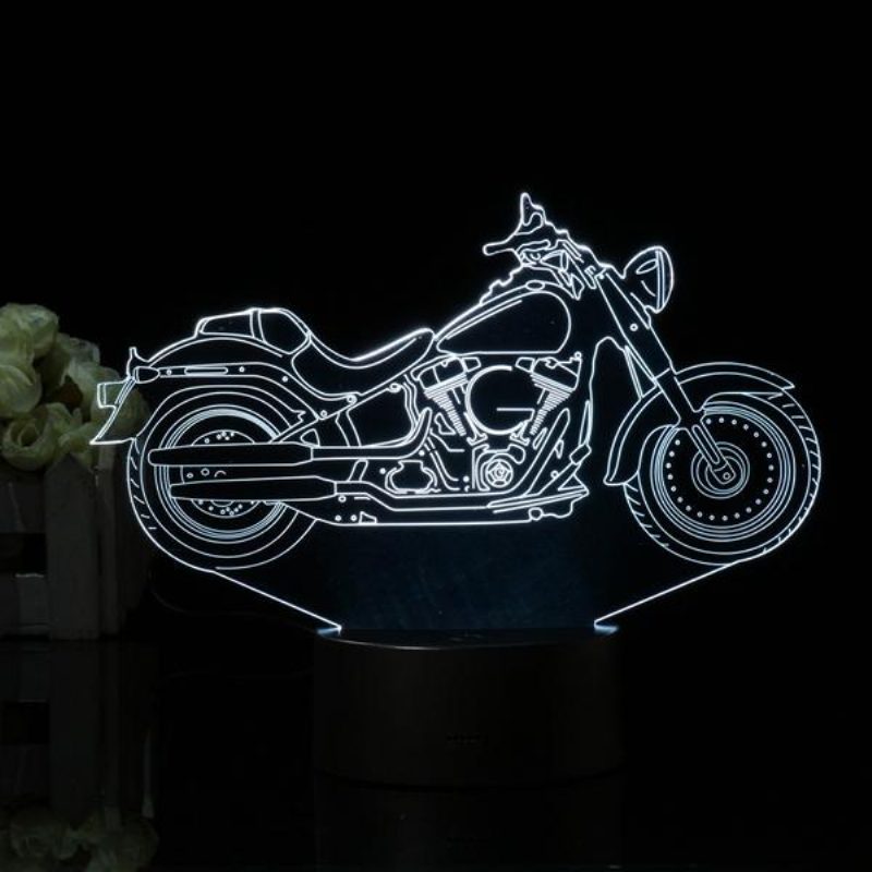 3d Illusion Motocykel Led Stolná Lampa 7 Zmena Farby Dotykový Spínač Nočné Svetlo