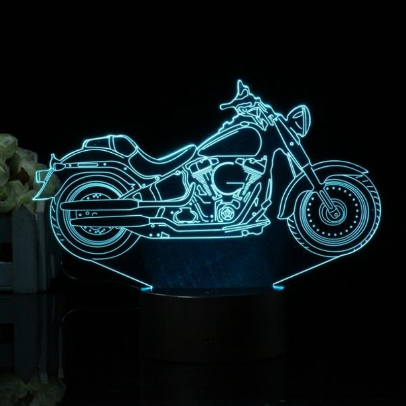 3d Illusion Motocykel Led Stolná Lampa 7 Zmena Farby Dotykový Spínač Nočné Svetlo