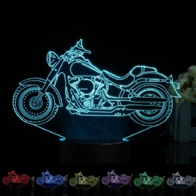 3d Illusion Motocykel Led Stolná Lampa 7 Zmena Farby Dotykový Spínač Nočné Svetlo