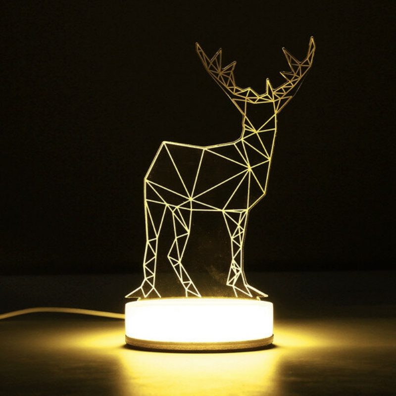 3d Illusion Usb Led Nočné Svetlo Teplá Biela Stolová Lampa Vianočný Darček