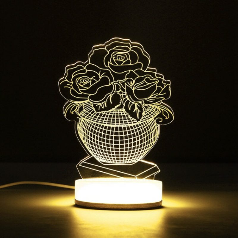 3d Illusion Usb Led Nočné Svetlo Teplá Biela Stolová Lampa Vianočný Darček