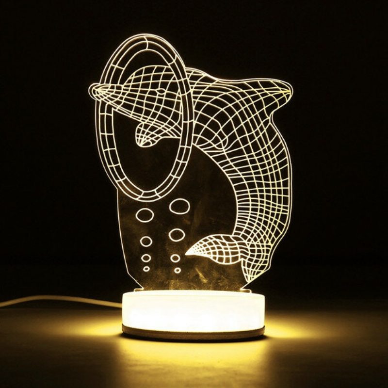 3d Illusion Usb Led Nočné Svetlo Teplá Biela Stolová Lampa Vianočný Darček