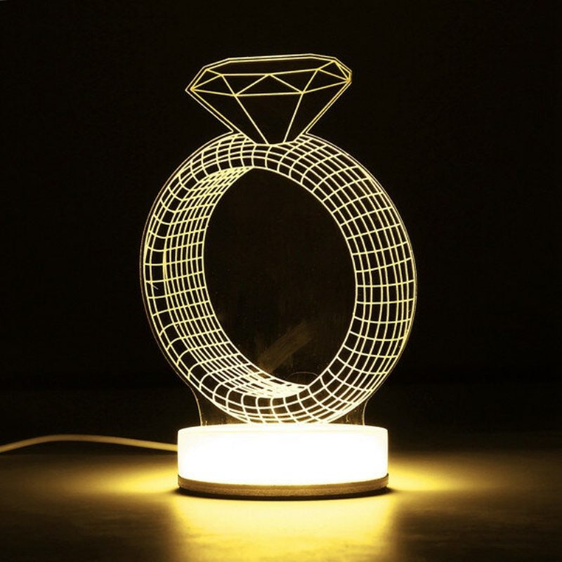 3d Illusion Usb Led Nočné Svetlo Teplá Biela Stolová Lampa Vianočný Darček