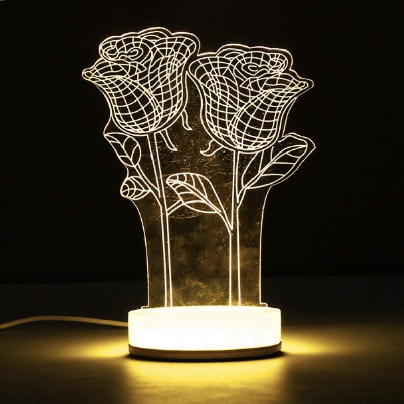 3d Illusion Usb Led Nočné Svetlo Teplá Biela Stolová Lampa Vianočný Darček