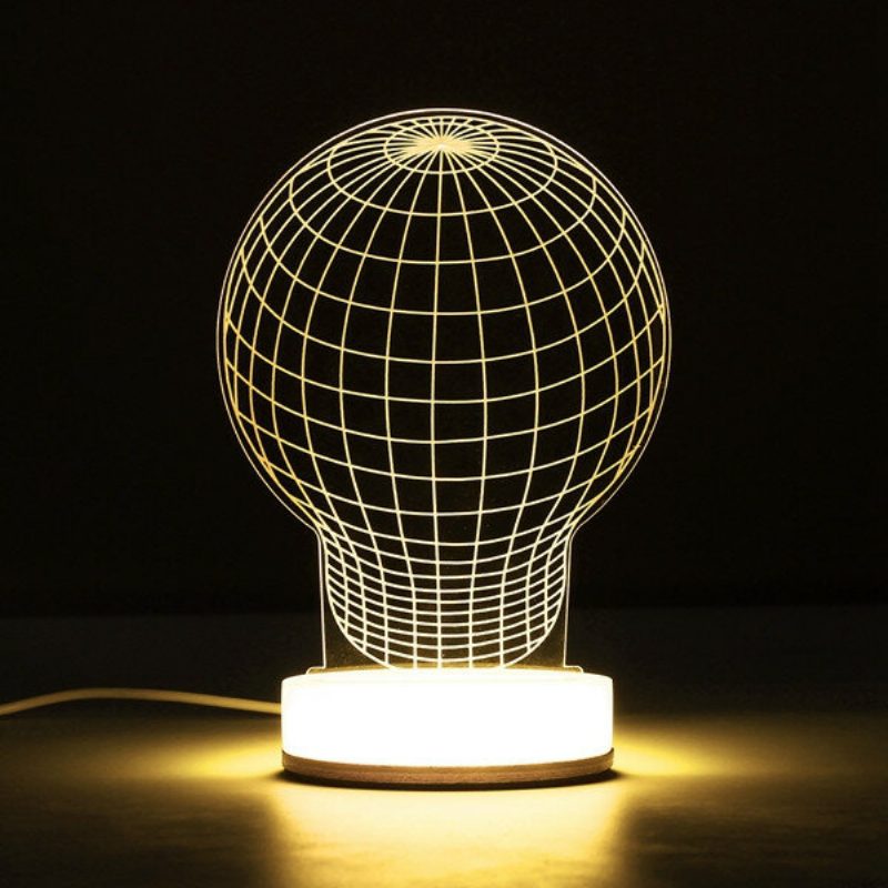 3d Illusion Usb Led Nočné Svetlo Teplá Biela Stolová Lampa Vianočný Darček